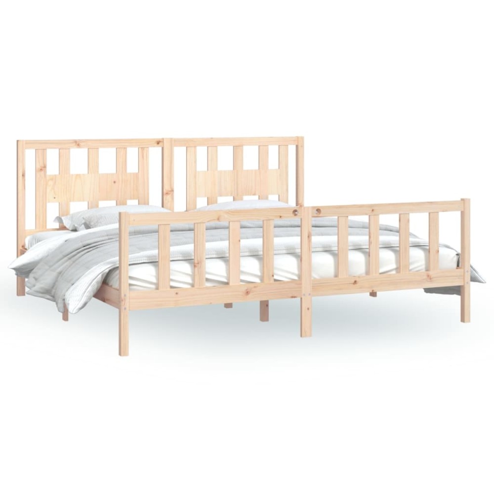 vidaXL Cadru de pat cu tăblie 200x200 cm, lemn masiv de pin