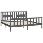 vidaXL Cadru de pat cu tăblie, gri, 200x200 cm, lemn masiv de pin vidaXL Cadru de pat cu tăblie, gri, 200x200 cm, lemn masiv de pin