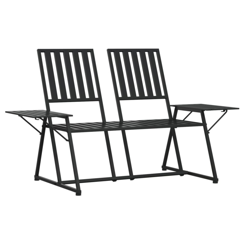 vidaXL Bancă de grădină cu 2 locuri, negru, 165 cm, oțel