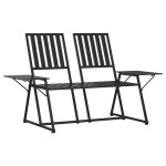 vidaXL Bancă de grădină cu 2 locuri, negru, 165 cm, oțel vidaXL Bancă de grădină cu 2 locuri, negru, 165 cm, oțel