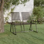 vidaXL Bancă de grădină cu 2 locuri, negru, 165 cm, oțel vidaXL Bancă de grădină cu 2 locuri, negru, 165 cm, oțel