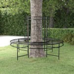 vidaXL Bancă circulară de copac, negru, Ø137 cm, oțel vidaXL Bancă circulară de copac, negru, Ø137 cm, oțel