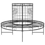 vidaXL Bancă circulară de copac, negru, Ø137 cm, oțel vidaXL Bancă circulară de copac, negru, Ø137 cm, oțel