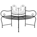 vidaXL Bancă circulară de copac, negru, 150 cm, oțel vidaXL Bancă circulară de copac, negru, 150 cm, oțel