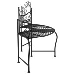 vidaXL Bancă circulară de copac, negru, 150 cm, oțel vidaXL Bancă circulară de copac, negru, 150 cm, oțel