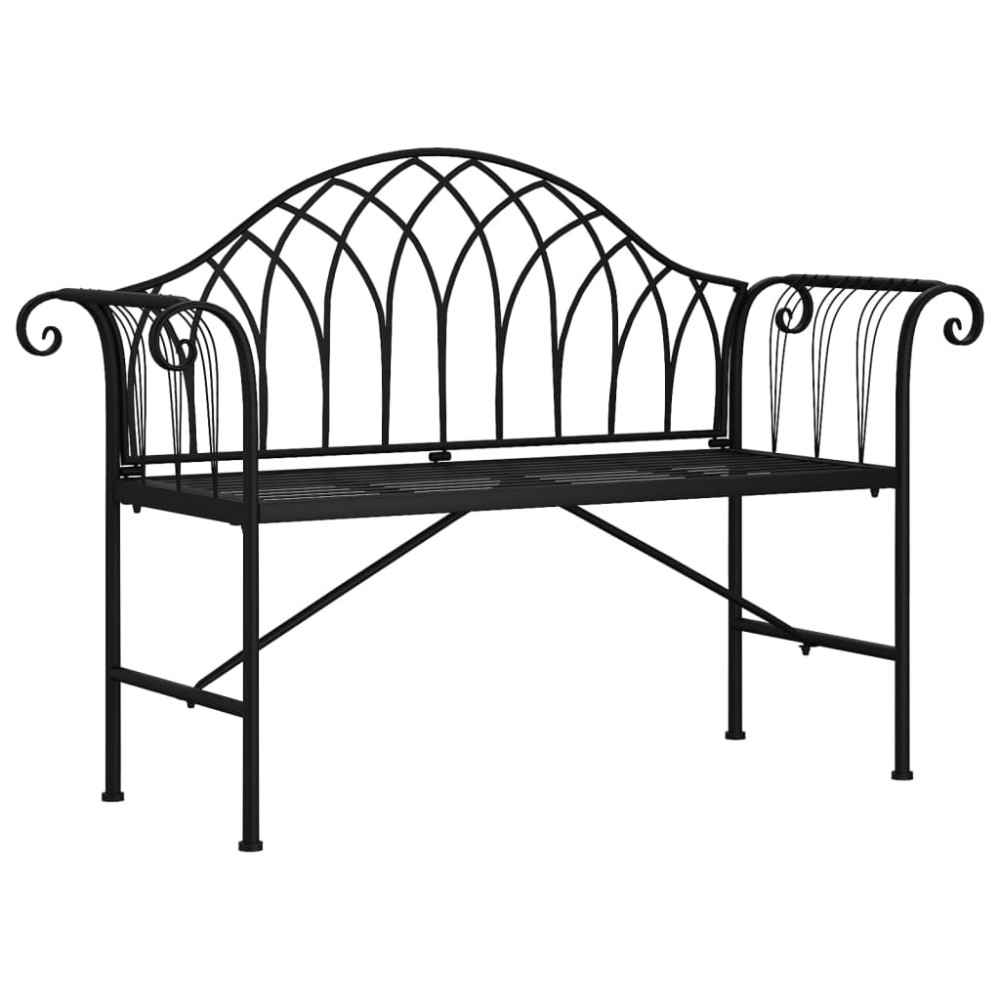 vidaXL Bancă de grădină cu 2 locuri, negru, 128 cm, oțel