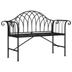 vidaXL Bancă de grădină cu 2 locuri, negru, 128 cm, oțel vidaXL Bancă de grădină cu 2 locuri, negru, 128 cm, oțel