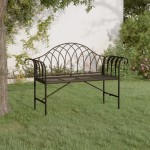 vidaXL Bancă de grădină cu 2 locuri, negru, 128 cm, oțel vidaXL Bancă de grădină cu 2 locuri, negru, 128 cm, oțel