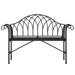 vidaXL Bancă de grădină cu 2 locuri, negru, 128 cm, oțel vidaXL Bancă de grădină cu 2 locuri, negru, 128 cm, oțel