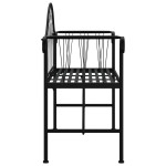 vidaXL Bancă de grădină cu 2 locuri, negru, 128 cm, oțel vidaXL Bancă de grădină cu 2 locuri, negru, 128 cm, oțel