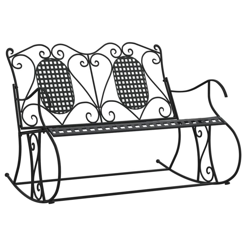 vidaXL Bancă balansoar cu 2 locuri, negru, 113 cm, oțel