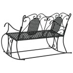 vidaXL Bancă balansoar cu 2 locuri, negru, 113 cm, oțel vidaXL Bancă balansoar cu 2 locuri, negru, 113 cm, oțel