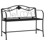 vidaXL Bancă de grădină cu 2 locuri, negru, 104 cm, oțel vidaXL Bancă de grădină cu 2 locuri, negru, 104 cm, oțel