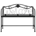 vidaXL Bancă de grădină cu 2 locuri, negru, 104 cm, oțel vidaXL Bancă de grădină cu 2 locuri, negru, 104 cm, oțel