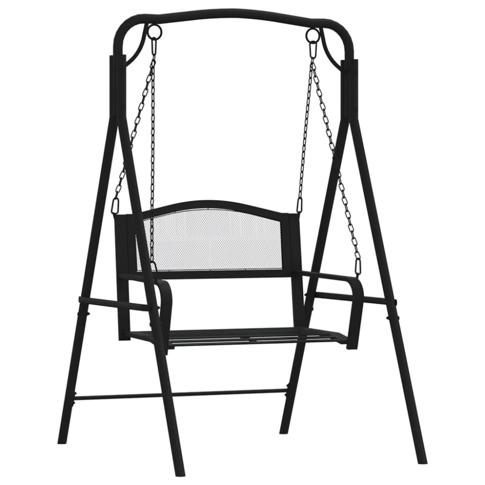 vidaXL Bancă balansoar, negru, 124 cm, oțel