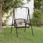 vidaXL Bancă balansoar, negru, 124 cm, oțel vidaXL Bancă balansoar, negru, 124 cm, oțel