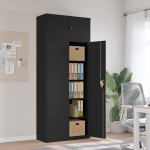 vidaXL Fișet, negru, 90x40x220 cm, oțel vidaXL Fișet, negru, 90x40x220 cm, oțel