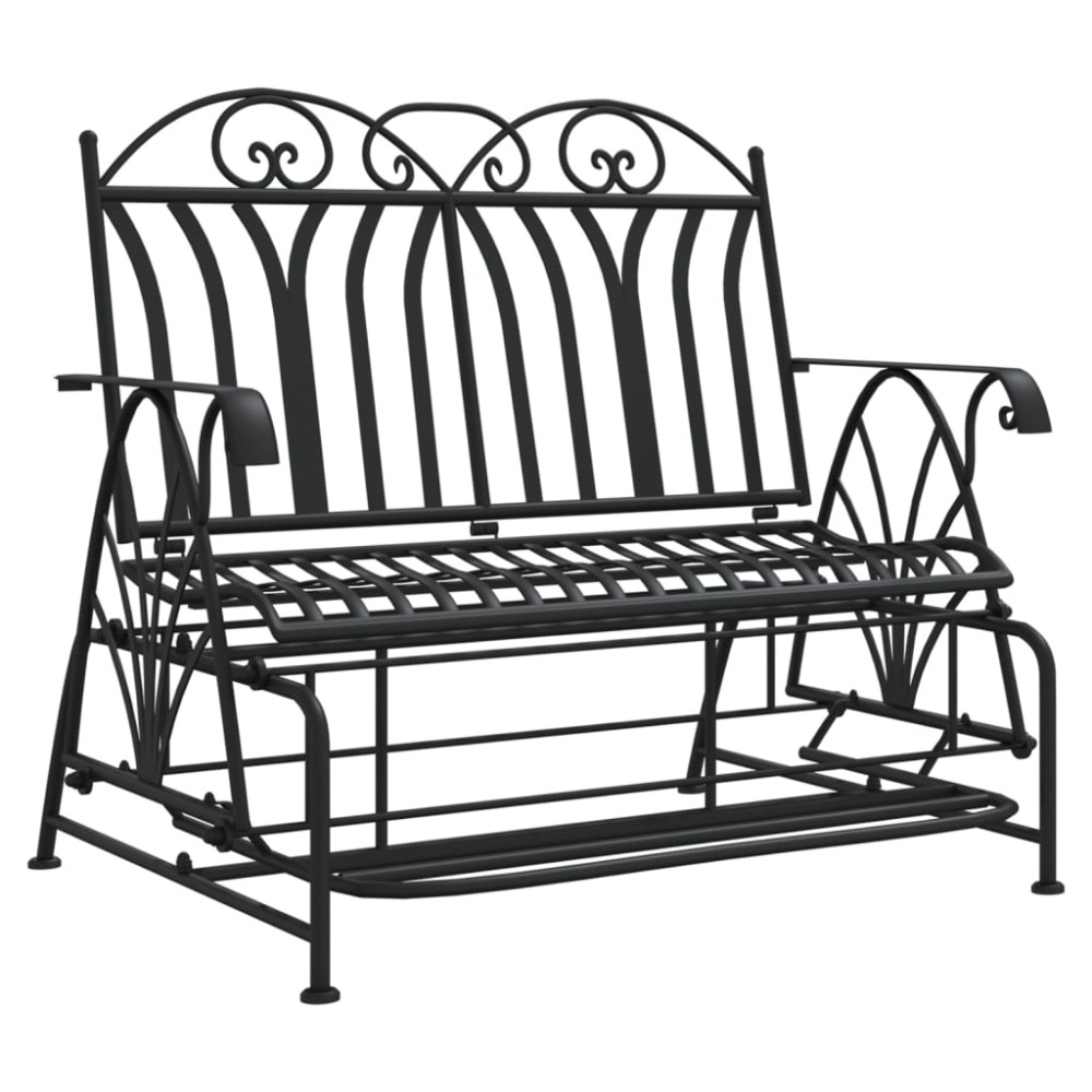 vidaXL Bancă glisantă cu 2 locuri, negru, 114 cm, oțel