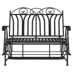 vidaXL Bancă glisantă cu 2 locuri, negru, 114 cm, oțel