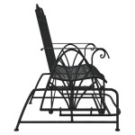 vidaXL Bancă glisantă cu 2 locuri, negru, 114 cm, oțel