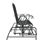 vidaXL Bancă glisantă cu 2 locuri, negru, 114 cm, oțel