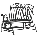 vidaXL Bancă glisantă cu 2 locuri, negru, 114 cm, oțel
