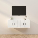 vidaXL Dulapuri TV montate pe perete, 2 buc., alb, 57x34,5x40 cm vidaXL Dulapuri TV montate pe perete, 2 buc., alb, 57x34,5x40 cm