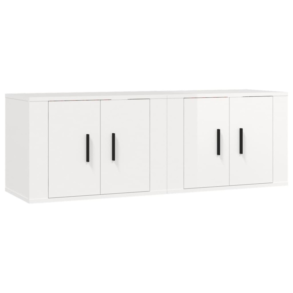 vidaXL Dulapuri TV montate perete 2 buc. alb extralucios 57x34,5x40 cm