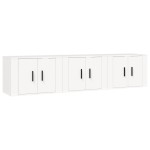 vidaXL Dulapuri TV montate pe perete, 3 buc., alb, 57x34,5x40 cm vidaXL Dulapuri TV montate pe perete, 3 buc., alb, 57x34,5x40 cm