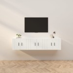 vidaXL Dulapuri TV montate pe perete, 3 buc., alb, 57x34,5x40 cm vidaXL Dulapuri TV montate pe perete, 3 buc., alb, 57x34,5x40 cm