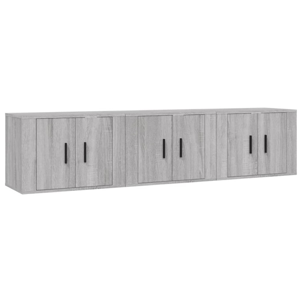 vidaXL Dulapuri TV montate pe perete, 3 buc., gri sonoma 57x34,5x40 cm