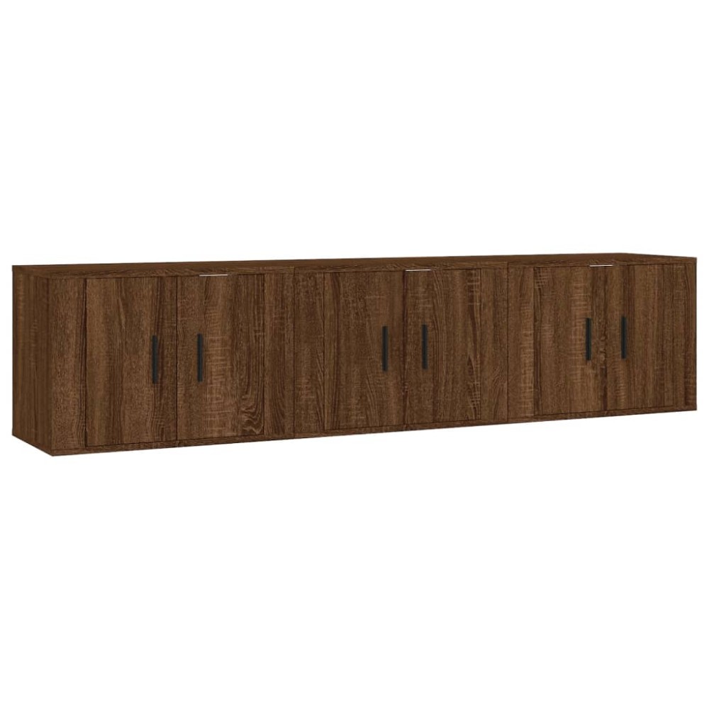vidaXL Dulapuri TV de perete, 3 buc., stejar maro, 57x34,5x40 cm