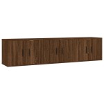 vidaXL Dulapuri TV de perete, 3 buc., stejar maro, 57x34,5x40 cm