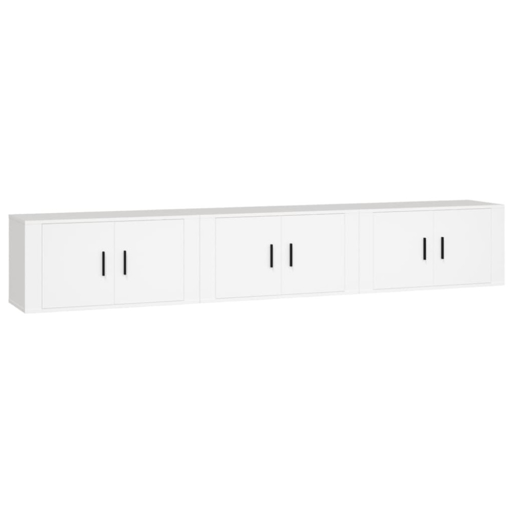 vidaXL Dulapuri TV montate pe perete, 3 buc., alb, 80x34,5x40 cm