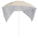 vidaXL Umbrelă soare de plajă cu pereți laterali, nisipiu, 215 cm vidaXL Umbrelă soare de plajă cu pereți laterali, nisipiu, 215 cm