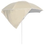 vidaXL Umbrelă soare de plajă cu pereți laterali, nisipiu, 215 cm vidaXL Umbrelă soare de plajă cu pereți laterali, nisipiu, 215 cm