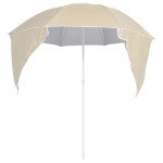 vidaXL Umbrelă soare de plajă cu pereți laterali, nisipiu, 215 cm vidaXL Umbrelă soare de plajă cu pereți laterali, nisipiu, 215 cm