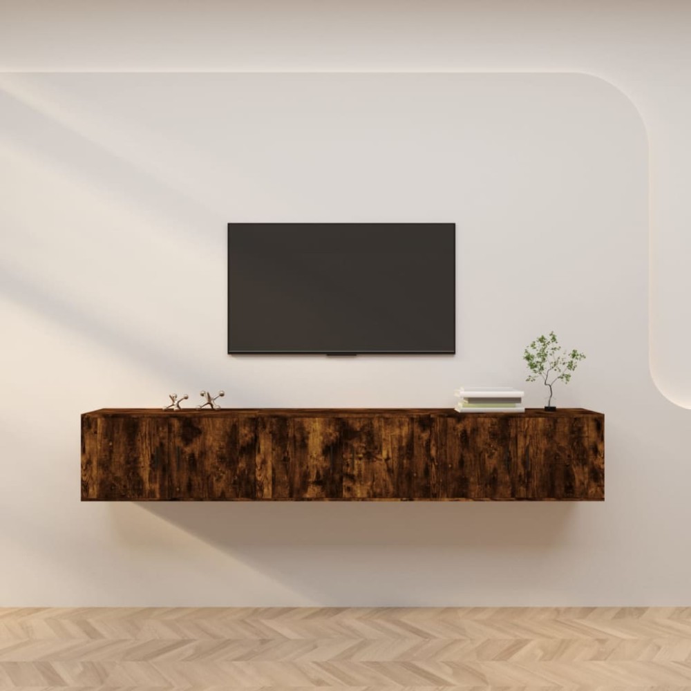 vidaXL Dulapuri TV montate pe perete 3 buc. stejar afumat 80x34,5x40cm