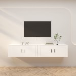 vidaXL Dulapuri TV montate pe perete, 2 buc., alb, 100x34,5x40 cm vidaXL Dulapuri TV montate pe perete, 2 buc., alb, 100x34,5x40 cm