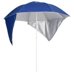vidaXL Umbrelă soare de plajă cu pereți laterali, albastru, 215 cm vidaXL Umbrelă soare de plajă cu pereți laterali, albastru, 215 cm
