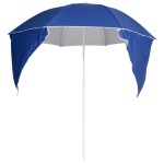 vidaXL Umbrelă soare de plajă cu pereți laterali, albastru, 215 cm vidaXL Umbrelă soare de plajă cu pereți laterali, albastru, 215 cm