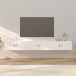 vidaXL Dulapuri TV montate pe perete, 3 buc., alb, 100x34,5x40 cm vidaXL Dulapuri TV montate pe perete, 3 buc., alb, 100x34,5x40 cm