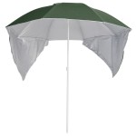 vidaXL Umbrelă soare de plajă cu pereți laterali, verde, 215 cm vidaXL Umbrelă soare de plajă cu pereți laterali, verde, 215 cm