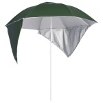 vidaXL Umbrelă soare de plajă cu pereți laterali, verde, 215 cm vidaXL Umbrelă soare de plajă cu pereți laterali, verde, 215 cm