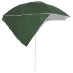 vidaXL Umbrelă soare de plajă cu pereți laterali, verde, 215 cm vidaXL Umbrelă soare de plajă cu pereți laterali, verde, 215 cm