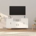 vidaXL Set comodă TV, 3 piese, alb, lemn prelucrat vidaXL Set comodă TV, 3 piese, alb, lemn prelucrat