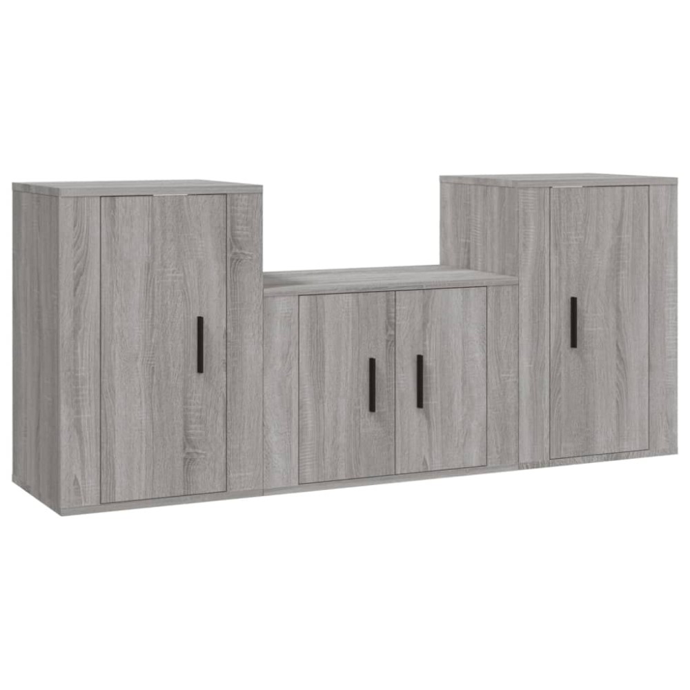 vidaXL Set dulap TV, 3 piese, gri sonoma, lemn prelucrat