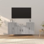 vidaXL Set dulap TV, 3 piese, gri sonoma, lemn prelucrat vidaXL Set dulap TV, 3 piese, gri sonoma, lemn prelucrat