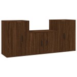 vidaXL Set dulap TV, 3 piese, stejar maro, lemn prelucrat vidaXL Set dulap TV, 3 piese, stejar maro, lemn prelucrat