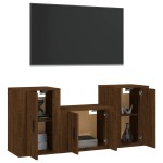 vidaXL Set dulap TV, 3 piese, stejar maro, lemn prelucrat vidaXL Set dulap TV, 3 piese, stejar maro, lemn prelucrat